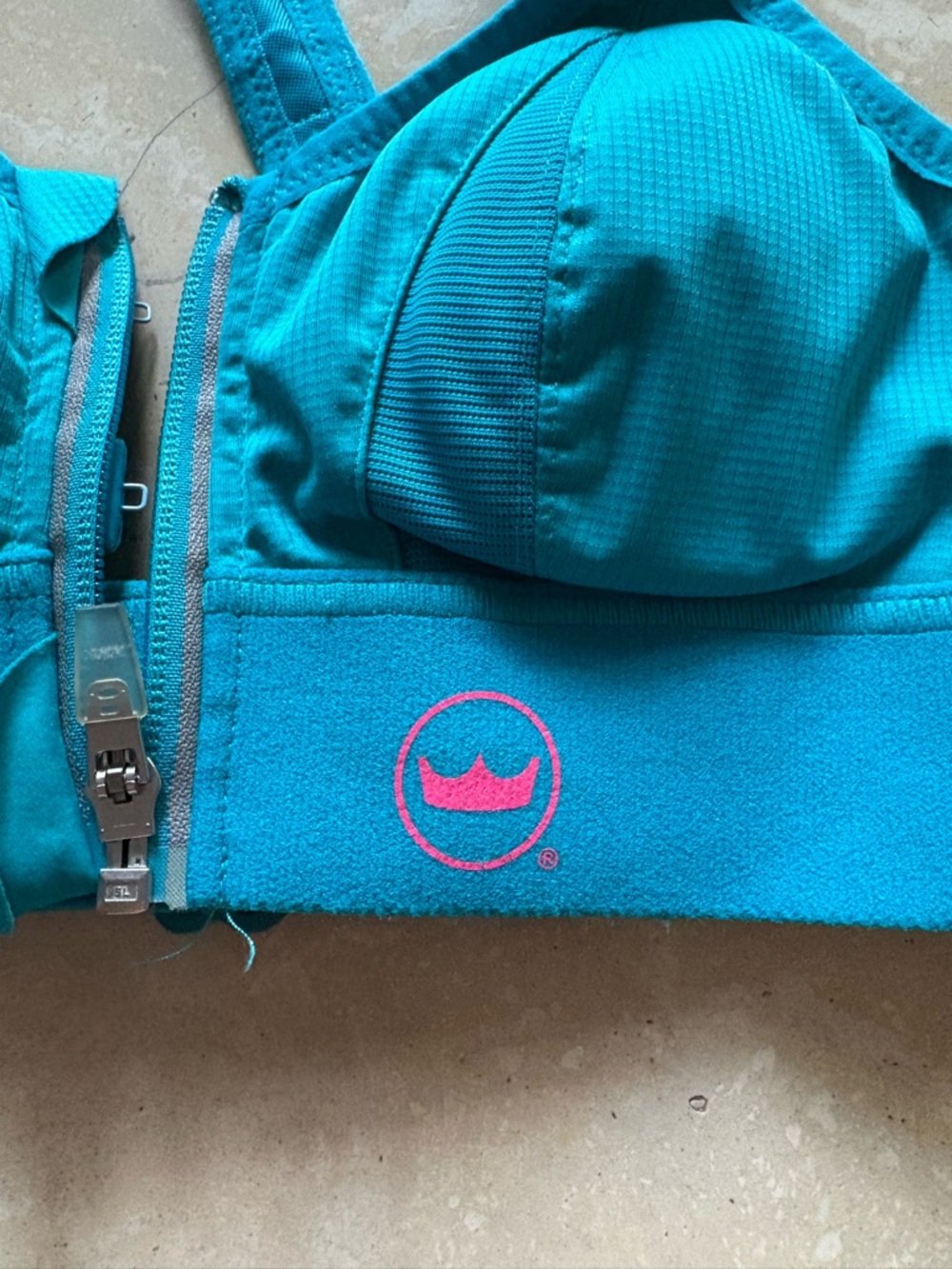 SHEFIT Teal Front-Zip High-Impact Sports Bra - Picture 2 of 5